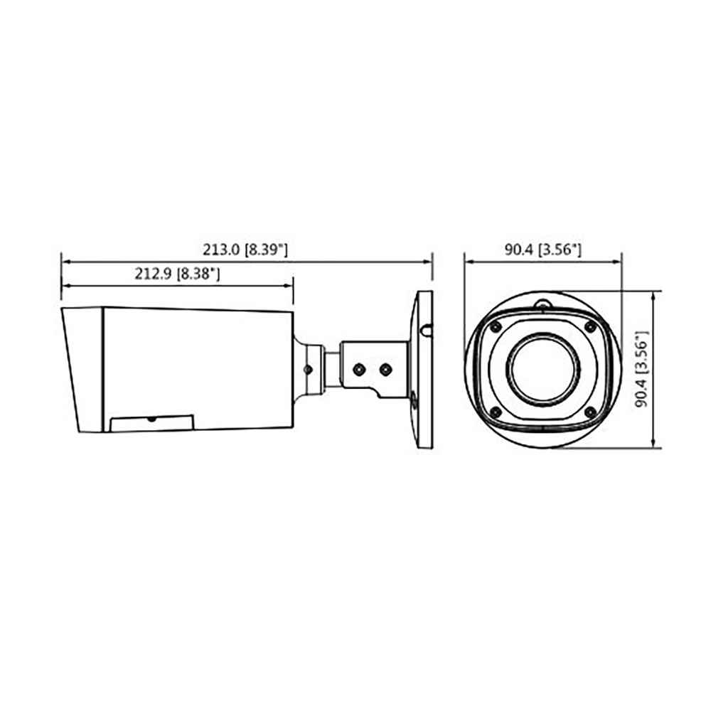 اندازه های دوربین بالت داهواDH-HAC-HFW1220RP-VF-IRE6-2