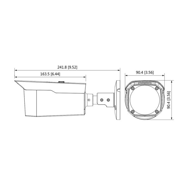 اندازه های دوربین بالت داهوHAC-HFW1200DP-1ا