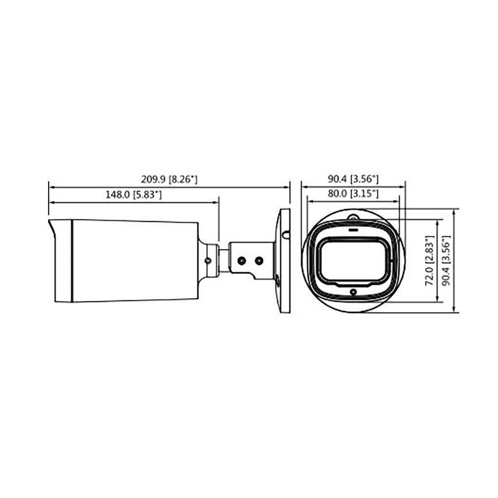 اندازه های دوربین بالت داهوHAC-HFW1500RP-Z-IRE6-1
