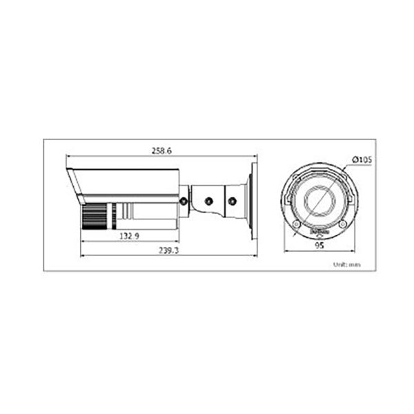 اندازه های دوربین وریفوکال بالت هایک ویژن Hikvision-2CD2632F-I