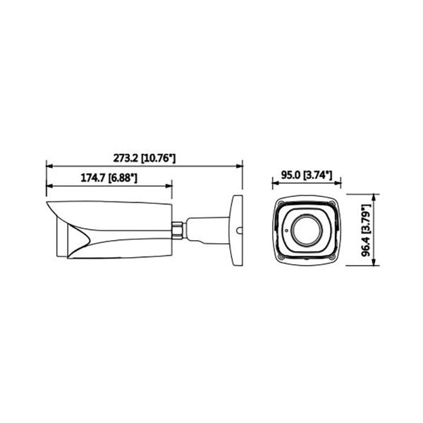 اندازه های دوربین بالت داهوا IPC-HFW5830E-Z-1